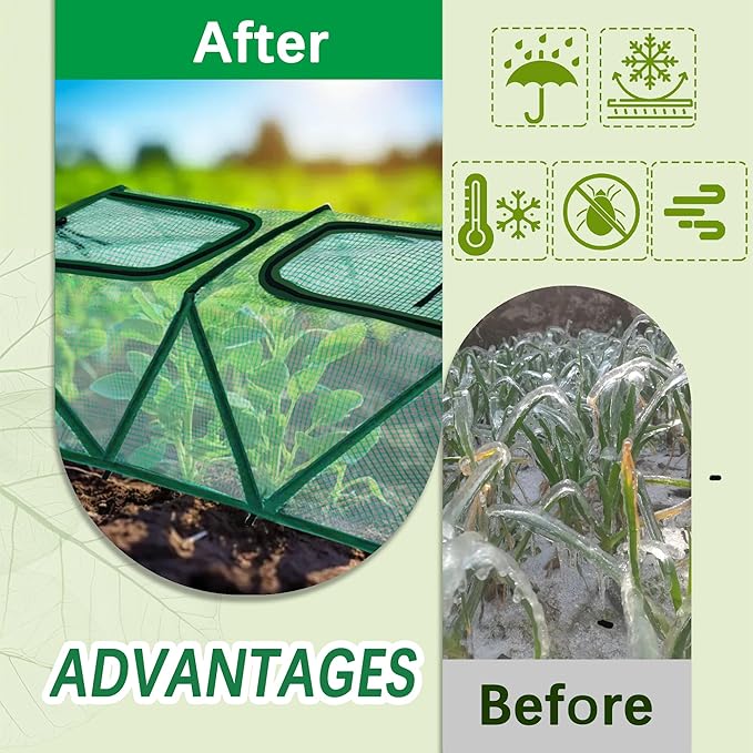 47.2" *14.6" *13.4" Foldable Garden Row Accelerator Plants Cover for Raised Garden Bed, Mini Greenhouse Cover with Two Air Hole and Breathable Mesh, Frost Cover for Plant Vegetable Seedling Protector