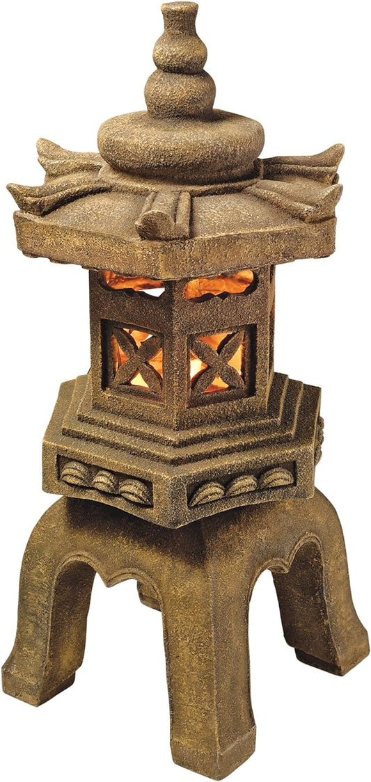 Design Toscano SS8577 Sacred Pagoda Lantern Asian Decor Garden Statue, Large, Gothic Stone