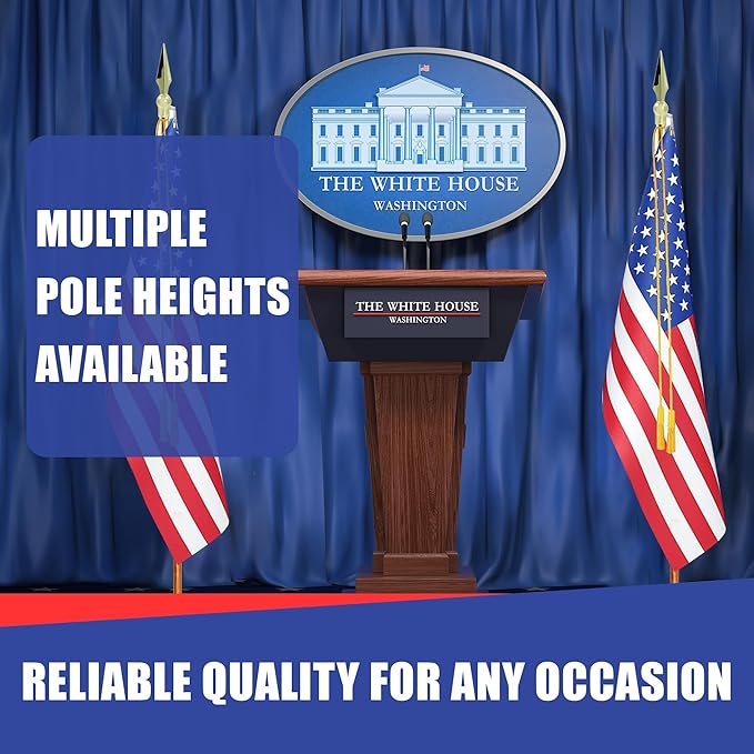Super Tough Indoor Flag Pole kit 7ft - Metal Spear - Gold Texture Base - Aluminum Flagpole with Brass Finish - Heavy Duty Inside House Flagstaff - Interior Shaft and Stand - No Ensign Included