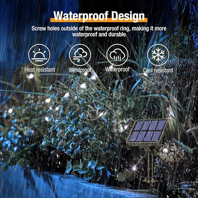 btfarm 8 Pack Solar String Lights Outdoor, Total 640LED 264FT Solar Fairy Lights Waterproof 8 Modes, Copper Wire Twinkle Lights Solar for Outside Garden Patio Tree Xmas Wedding Party Decor, Cool White