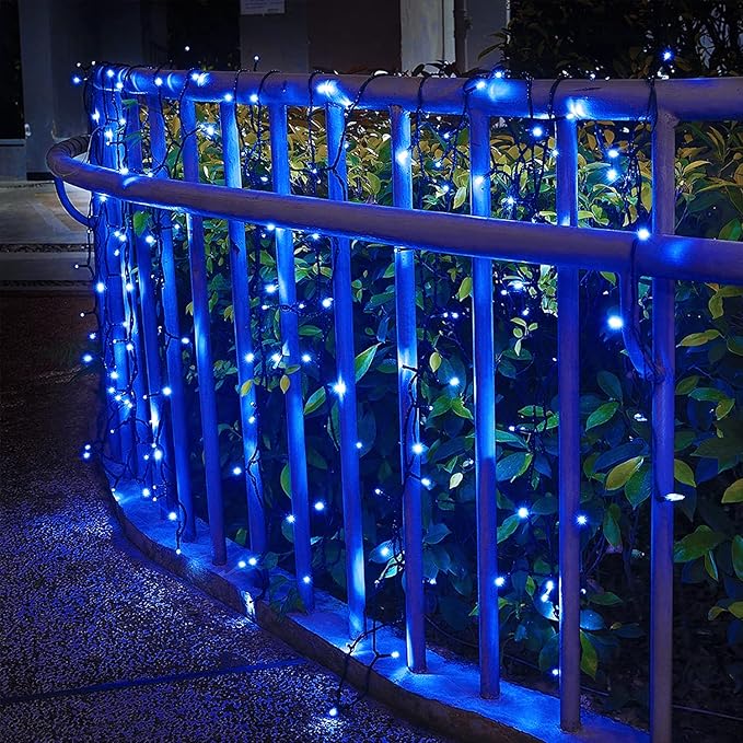 2 Pack Solar Christmas Lights Outdoor Waterproof, 75.5 ft 200 LED Solar Powered Blue String Lights,8 Modes Solar Christmas Lights for Garden Yard Patio Tree Party Xmas Decoration