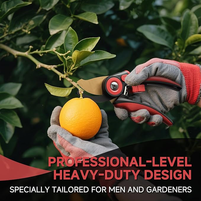 FLORA GUARD Bypass Pruning Shears 8.2" – Ultra Sharp SK5 Steel Blades with Titanium Coating, Ergonomic Rubber Handle Hand Pruners for 3/4" Branch Cutting, Garden Shears for Yard & Fruit Trees