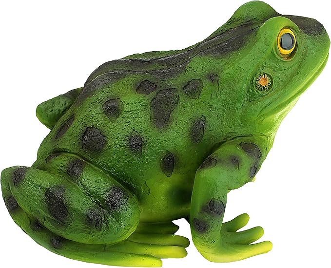 Design Toscano Ribbit The Frog Garden Toad Statues, 9 Inch, Set of Two, Polyresin, Full Color
