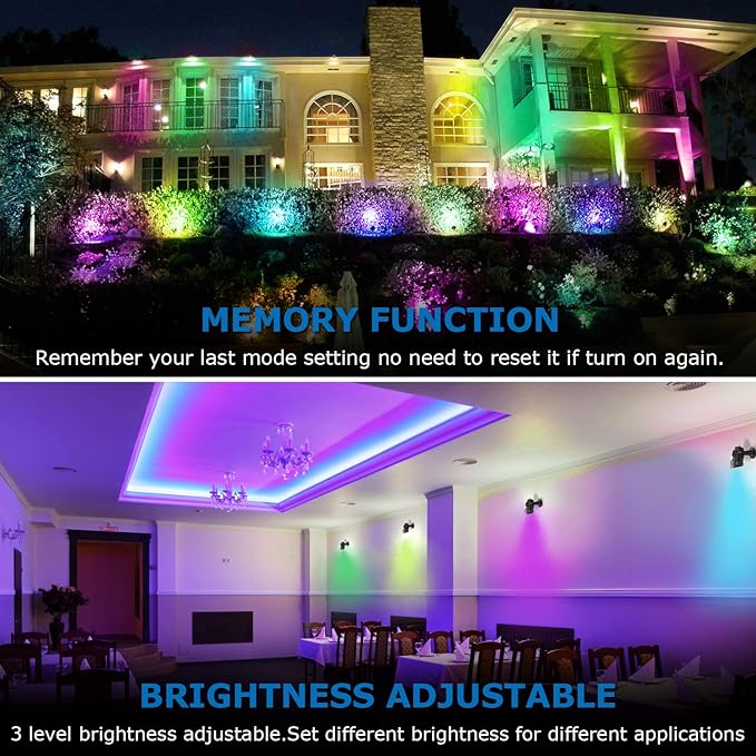 SUNVIE Christmas Spotlights Outdoor Waterproof 6W Color Changing RGB Landscape Lights with Remote Control, 2 Pack for Garden Yard Trees Decorative