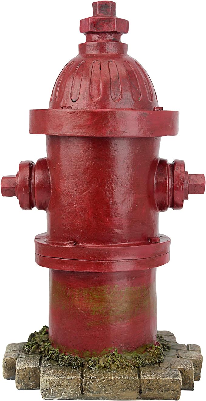 Design Toscano Dog's Second Best Friend Fire Hydrant Pee Post Indoor/Outdoor Statue, Medium 14 Inch Tall, Cast Stone Resin, Red Painted Finish