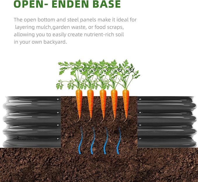 DaisyVibe Raised Garden Bed Kit, Planter Raised Garden Boxes Outdoor, Oval Large Metal Raised Garden Beds for Vegetables Flowers (Grey, 5ftx2ftx1ft)