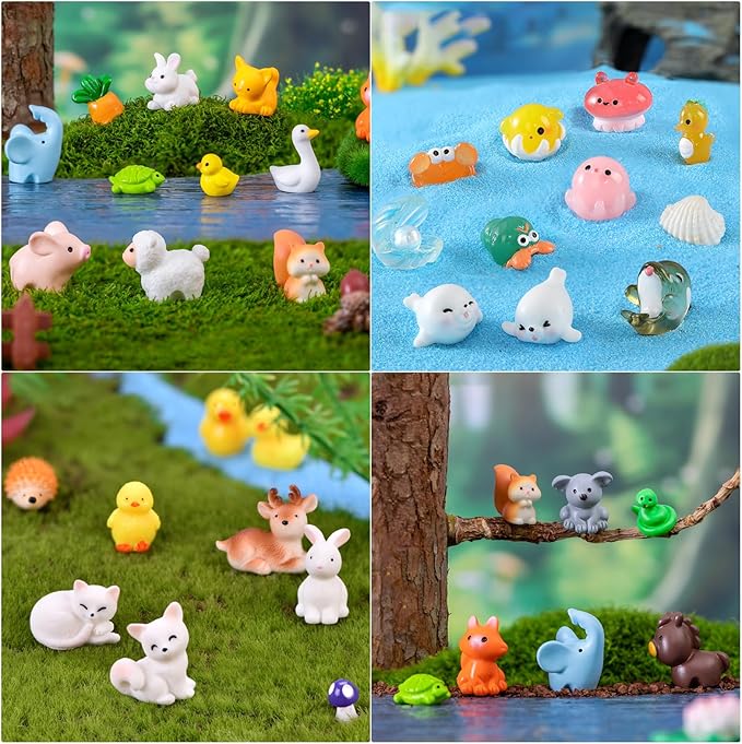 150 Pieces Mini Resin Animals Mini Resin Figures Tiny Resin Animals Model Set for DIY Miniature Garden Decor, Dollhouse Ornament,Succulents Plants Ornaments, Animals Party Favors