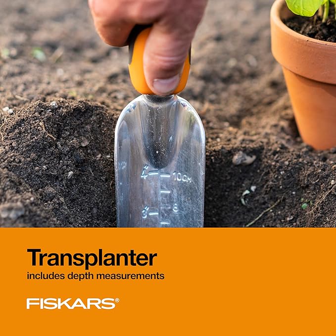 Fiskars 3-in-1 Garden Tool Set - Trowel, Transplanter, Cultivator for Gardening - Lawn and Garden Tools - Black/Orange