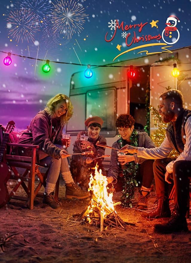 Brightown 25 Pack Multicolor G40 LED Christmas Replacement Light Bulbs, UL Listed, 1 Watt E12/C7 Candelabra Base Plastic Shatterproof LED Globe Edison Bulbs, Easily Screw in Strings Spools Strands