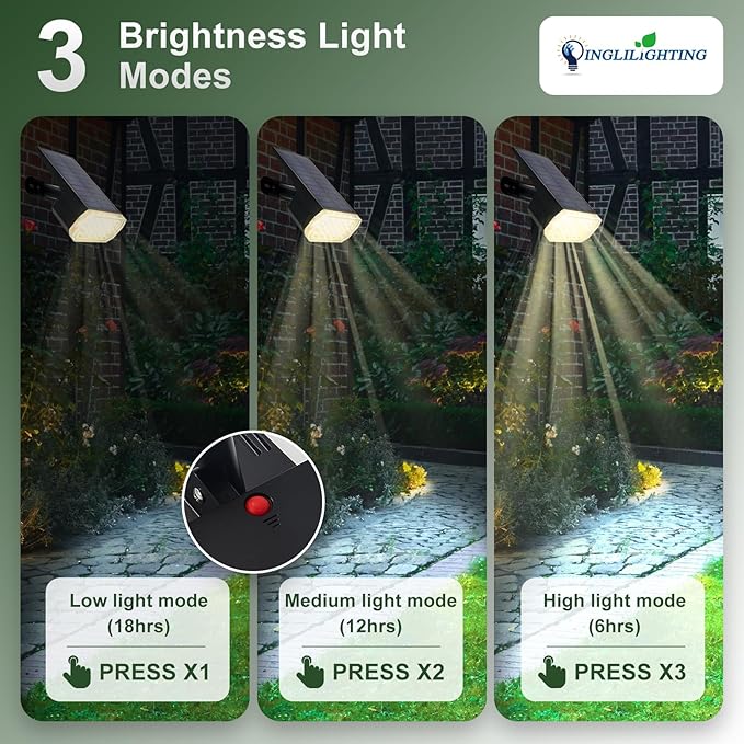 DINGLILIGHTING Waterproof Solar Lights Outdoor: IP65 Led Spot Light Decorations for Garden - 3 Lighting Modes Solar Powered for Yard - Dust to Dawn Uplighting Landscape Pathway Drive Patios 4PC Warm