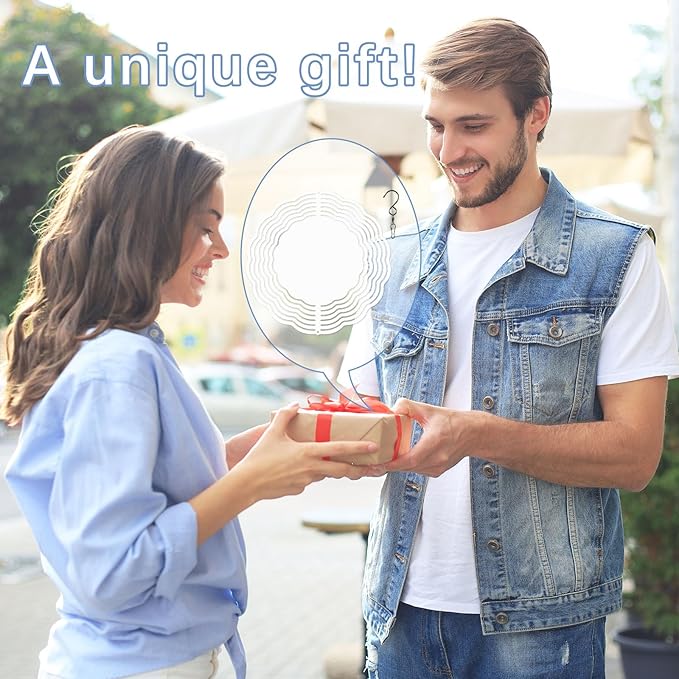 8 Pcs Sublimation Wind Spinner Blanks 8 Inch Bulk Aluminum Metal Sublimation Blanks Product Heat Press Transfer Outdoor Garden Decoration Sublimation Blank Wind Spinners for DIY Gift