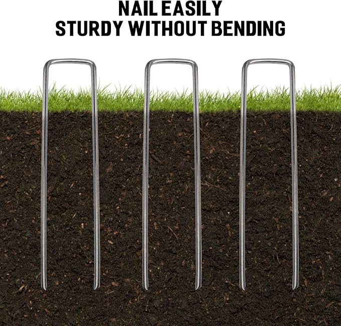 240 Pack Landscape Staples Garden Staples Yard Stakes 6 Inch 11 Gauge Anti-Rust Heavy-Duty Fence Stakes Metal Sod Pins for Weed Barrier Fabric Irrigation Tubing Hose