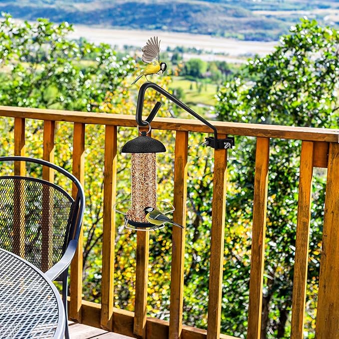 11 inches Fence Deck Hook Rail Hook Hanging Hook Mounting Kit Heavy Duty Bird Feeder Hook, Decorative Hook Hanger for Bird Feeders, Planters, Suet Baskets, Lanterns on Balcony Porch Railing Fence