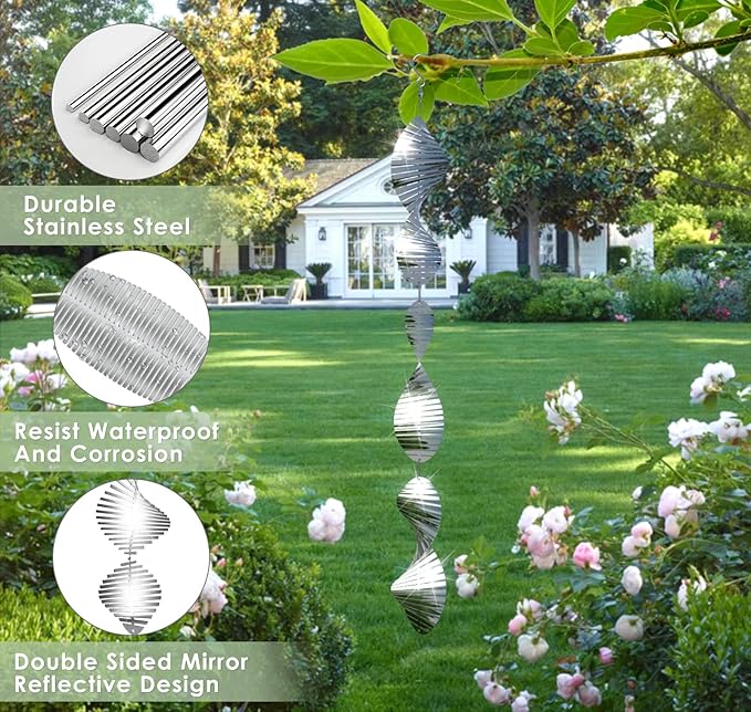 Bird Deterrents for Outside Patio, Bird Scare Devices Set Highly Reflective 3D Wind Spinners Outdoor Garden Decor, Bird Reflectors to Keep Birds Away Window Roof Yard Orchards Deck