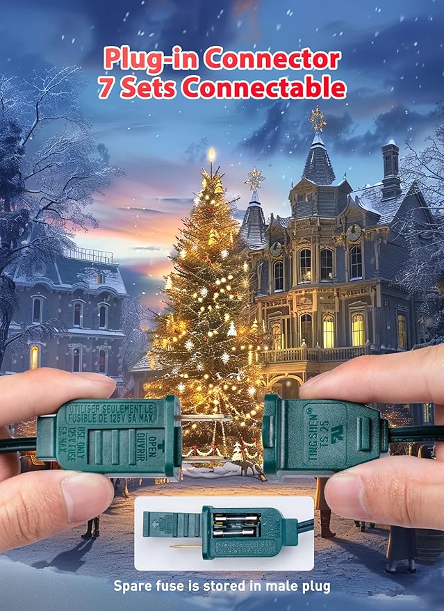 C7 LED Lights Warm White Christmas Lights Outdoor, 100FT C7 Christmas String Lights with 100 Plastic Bulbs, Traditional Hanging Holiday Lights for Christmas Tree Patio Fence Roofline Xmas Decorations