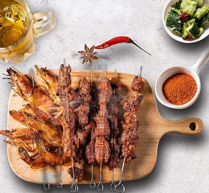 12 inch Barbecue Skewers Metal BBQ Sticks,12Pack Stainless Steel Square Skewer,Kebob,kabob Sets for Grill Outings Cooking (BBQ Skewers Square 12inch-12p)