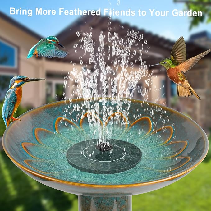 Ceramic Bird Bath for Outdoors, 21.5 inch Heavy Duty Bird Bath，Weather-Resistant Birdbath for Outdoor Garden Use, Attracts Birds, Elegant Yard Décor - Blue