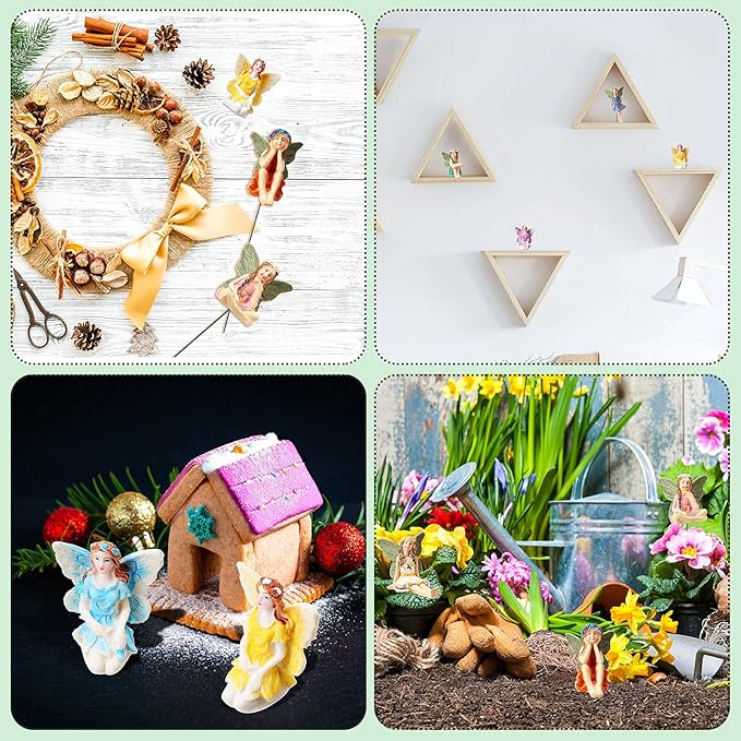 Jetec 10 Pieces Garden Miniatures Fairies Mini Figurine Fairies Decor for Fairy Outdoor Yard Home Decoration(Classic Color)