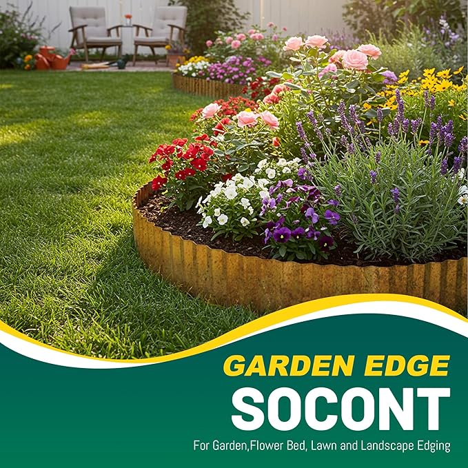 Corrugated Metal Garden Edging, 6"×40Ft Durable Landscape Border for Garden, Lawn, Flower Beds and Paver Edging (Rusty)