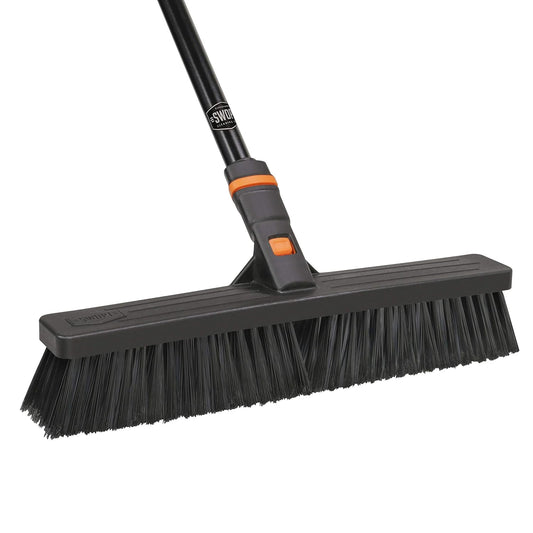 SWOPT 18” Multi-Surface Push Broom + 60" Steel Handle, Standard Combo — Cleaning Head with Interchangeable Long Handle, Works with All SWOPT Cleaning Products — Indoor & Outdoor Push Broom Set, Black