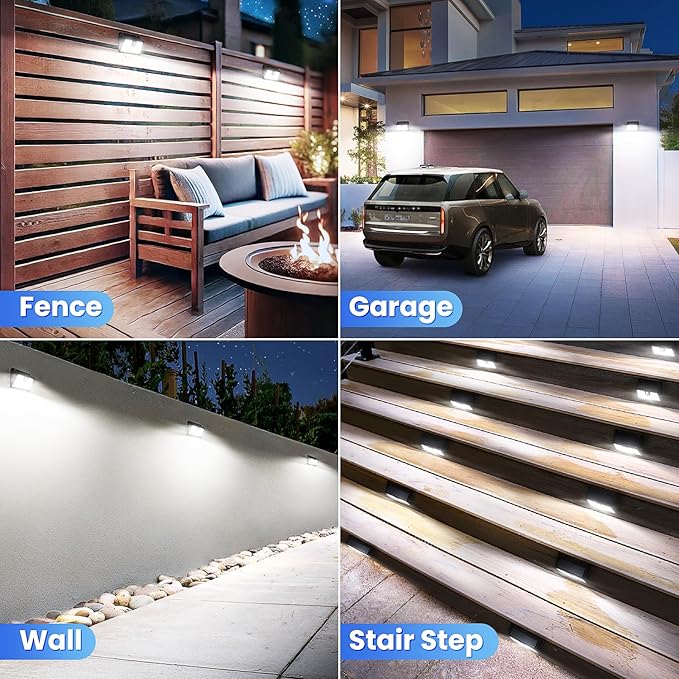 Solar Lights Outdoor Motion Sensor, 10 Pack 149 LED Waterproof Solar Powered Fence Lights, 3 Lighting Modes Security Wall Light for Outside Backyard Deck Garden Door Step Walking Dog, Cold Light 6500K