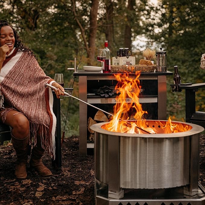 Breeo Smokeless Fire Pit (X Series 24, Stainless Steel) | 27.5 inch Smokeless Firepit for Outside | 62 Pounds | Ideal for Families Compatible with Wide Range of Breeo Accessories