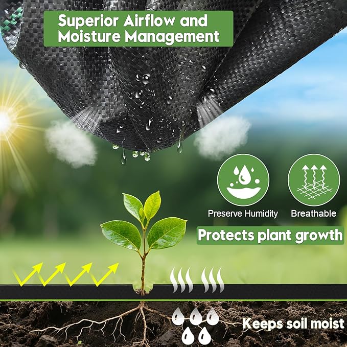 3FTx100FT Weed Barrier Fabric Heavy Duty, Gardening Landscape Fabric Cover Mat, Durable Weed Control Fabric for Garden Bed Cover, Landscaping, Commercial Driveway, Underlayment Use (3x100FT-3.2OZ)