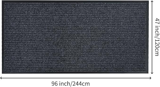 fani Heavy Duty Large Outdoor Indoor Entrance Black Doormat Waterproof Low Profile Entrance Rug Front Door Mat Patio Anti-Skid Rubber Back, 48x96 inch (Gray)