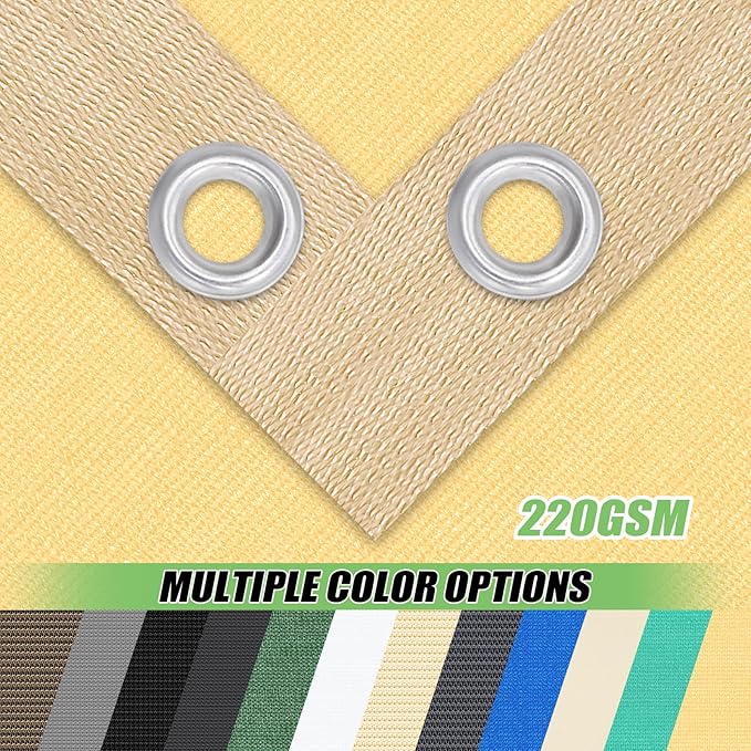 Outdoor 90% Sun Shade Cloth with Grommets, 15 X 24 FT Pergola Shade Cover for Garden Patio Carport Kennel Swimming Pool, Sand (We Make Custom Size)