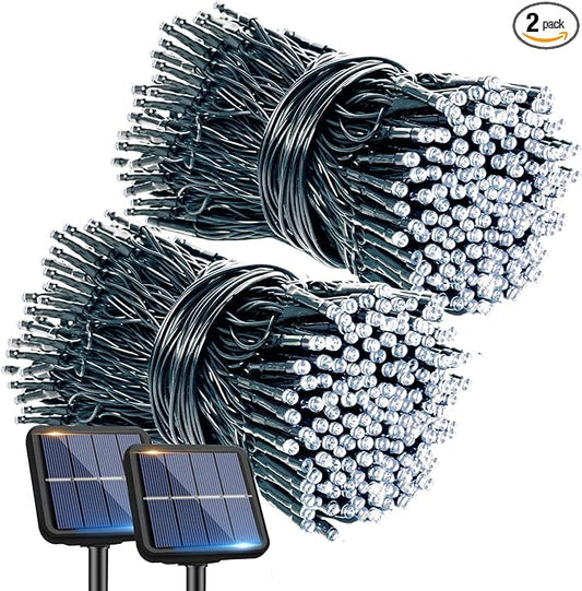 btfarm 2 Pack Solar String Lights Outdoor, Extra Long 240LED 78Ft Solar Christmas Lights Outside Waterproof, 8 Modes Solar Powered Tree Twinkle Light for Garden Yard Patio Party Decoration,Cool White