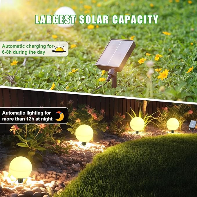 Solar Lights Outdoor Waterproof Decorations, 5 Pack Solar Globe Lights for Outside Color Changing Solar Garden Lights for Christmas Tree Yard Patio Pathway Party Decor