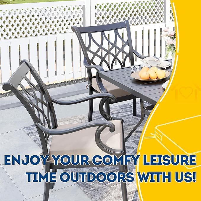 AAAAAcessories Outdoor Seat Cushions for Chairs, Waterproof, Fade-Resistant Patio Furniture Replacement Cushions, 20" x 18" x 3", Set of 2, Khaki Beige