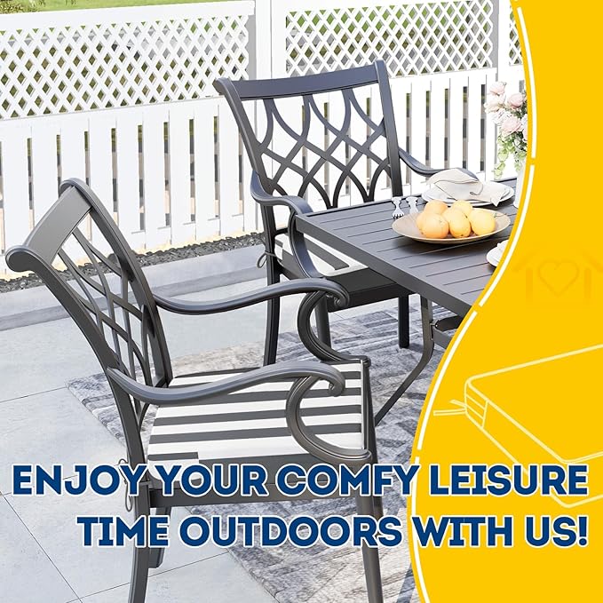 AAAAAcessories Outdoor Seat Cushions for Chairs, Waterproof, Fade-Resistant Patio Furniture Replacement Cushions, 20" x 18" x 3", Set of 2, Gray Cabana Stripe