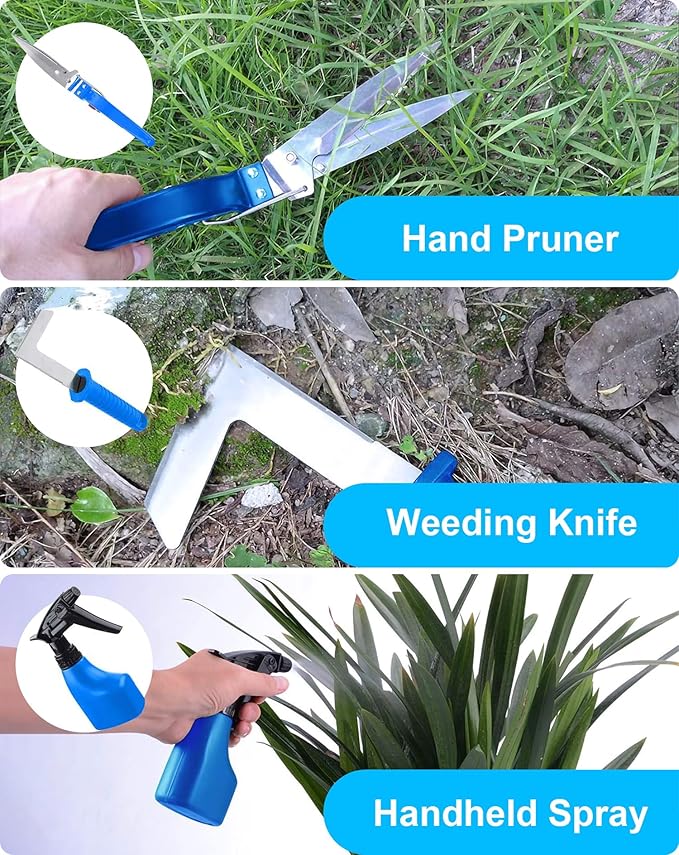 Garden Tools Set, 10 Pieces Stainless Steel,Gardening Tools kit with Handbag, Garden Hand Tools for Digging Planting Pruning, Garden Gifts for Women,Men (Tools + Bags)