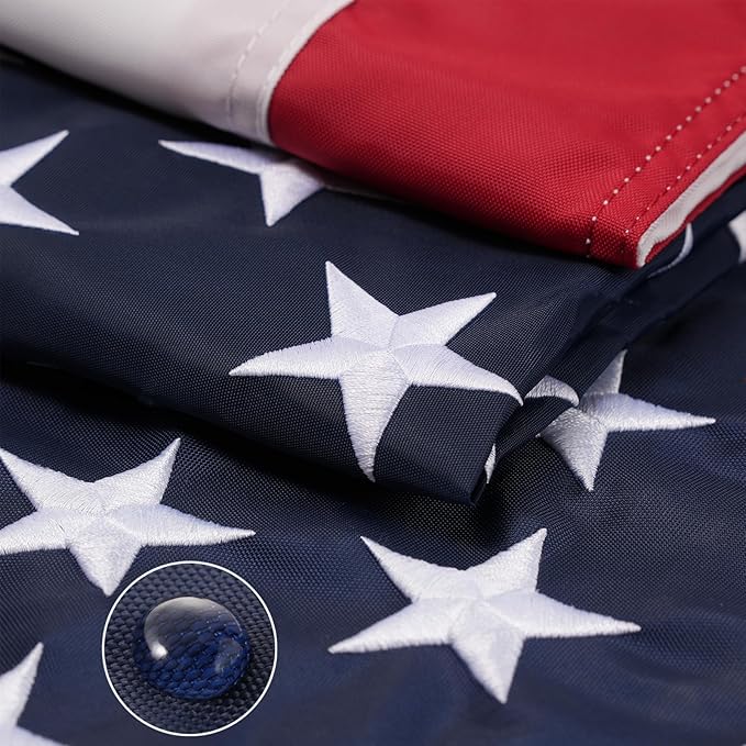 AZCOVER American Flag 4x6 FT US Flag for Outside Heavy Duty Nylon American Flags for Outdoor with Embroidered Stars Sewn Stipes and Brass Grommets United States Flag