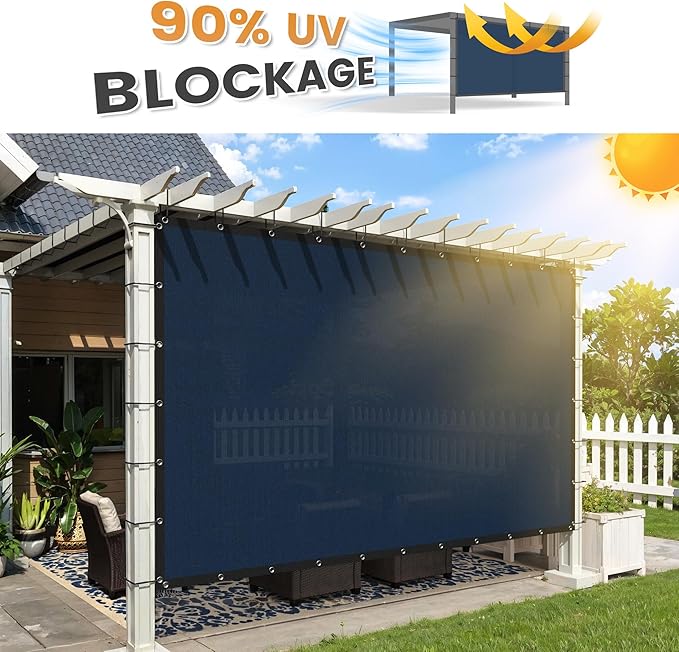 VICLLAX Shade Fabric Sun Shade Cloth with Every 2 FT Grommets for Patio Garden Pergola Cover Canopy 5x9 FT, Dark Blue