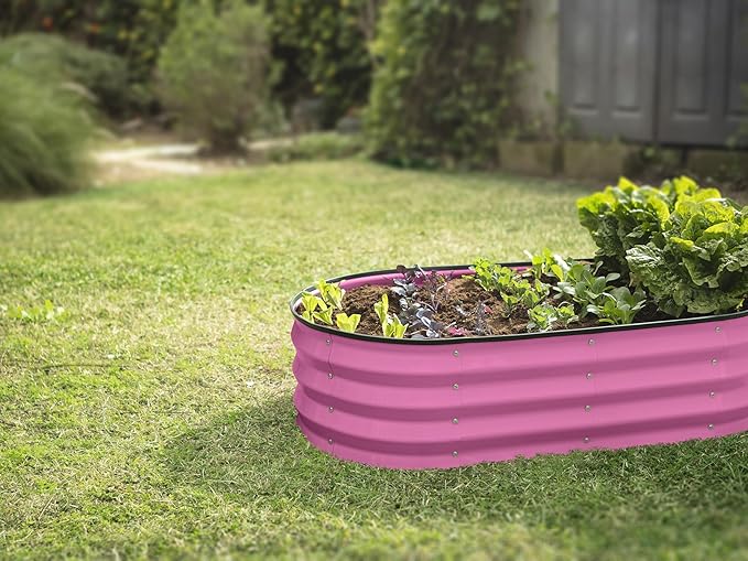 Galvanized Raised Garden Beds Outdoor // 4×2×1 ft Planter Raised Beds for Gardening, Vegetables, Flowers (Pink) // Large Metal Garden Box