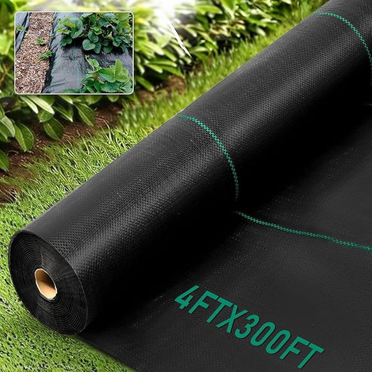 KAKO 4 x 300Ft Weed Barrier Fabric Heavy Duty, Weed Barrier Landscape Fabric, Garden Fabric Weed Barrier, Garden Weed Barrier Fabric Weed Cloth for Garden Fabric, Landscaping Fabric, Driveway Fabric