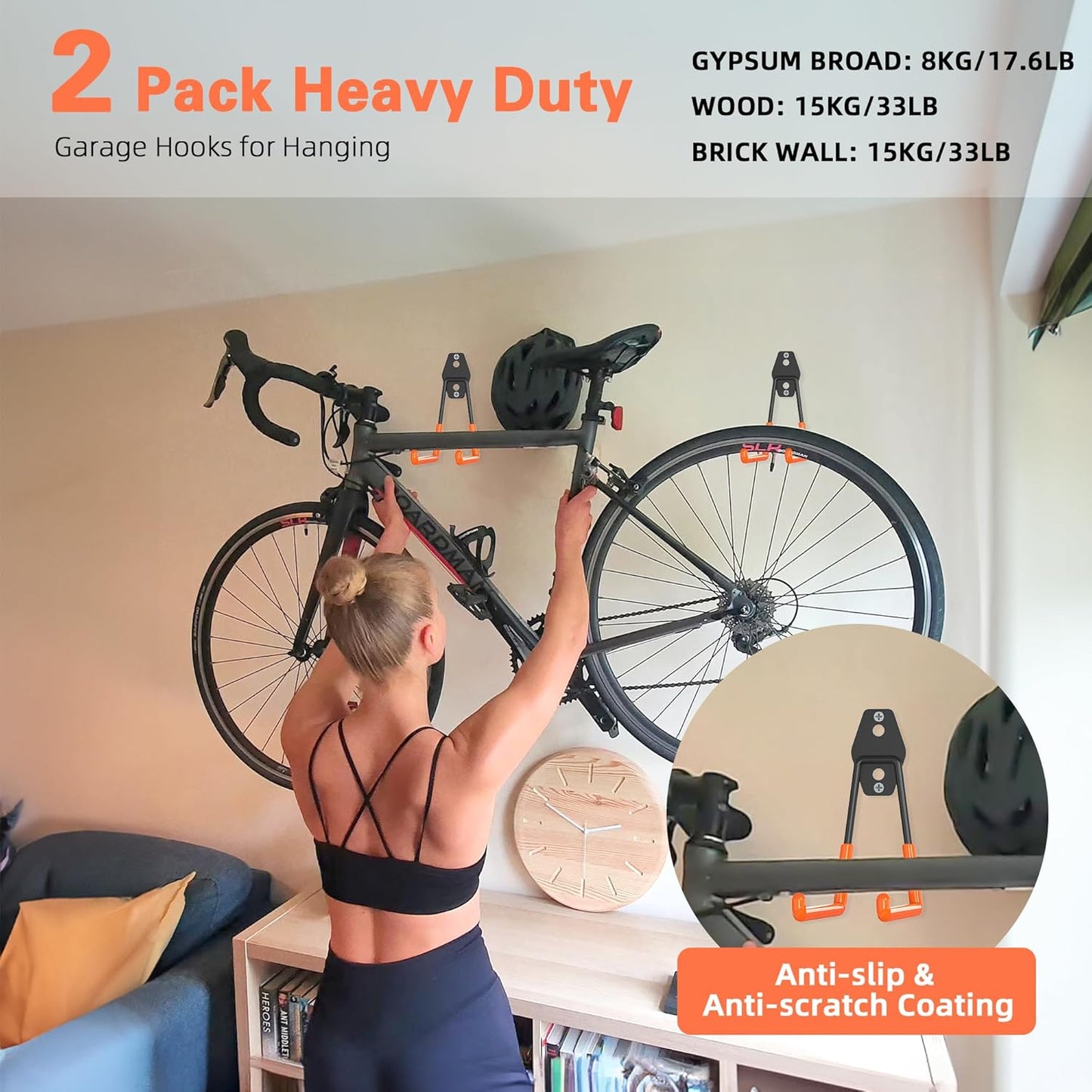 Garage Storage, Ultimate Wall-Mounted Garage Organizer for Men 48Inch, Heavy Duty 440lbs Tool Rack with Adjustable Metal Hooks Yard, Shed & Workshop Storage for Tools, Bikes, Snowboards Gift