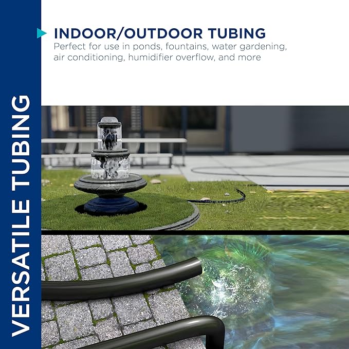 Alpine Corporation 100' PVC Tubing with 5/8" Inside Diameter for Ponds and Fountains, Black