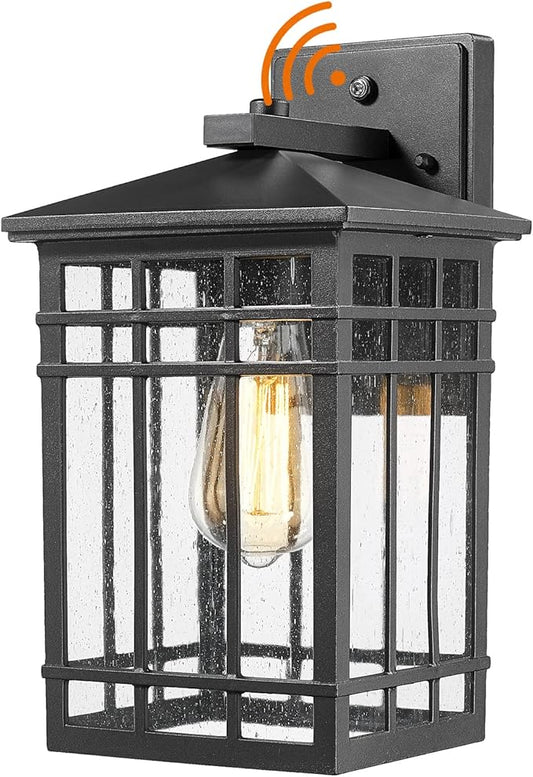 Dusk to Dawn Outdoor Wall Lantern,Exterior Wall Mount Light, 1-Light Outdoor Wall Lighting Fixture for Porch,Garage, Patio, Hallway and Entryway (Black-Wall Light, 1 Pack),DDAMS-W18