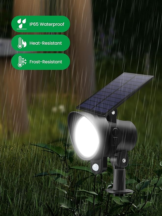 3CCT Solar Spot Lights Outdoor Motion Sensor, Dimmable Solar Landscape Spotlights IP65 Waterproof Motion Sensor Lights for Garden Yard Pathway Garage, 4 Pack