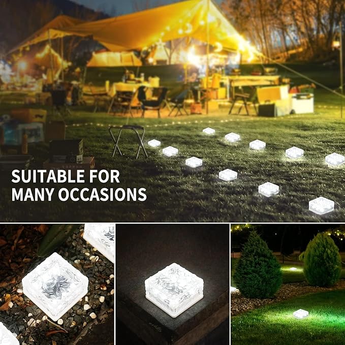 4Pcak Solar Brick Lights, Outdoor Solar Lights,-Pavers Lights,Solar Pathway Lights Outdoor Waterproof,for Garden Courtyard Pathway