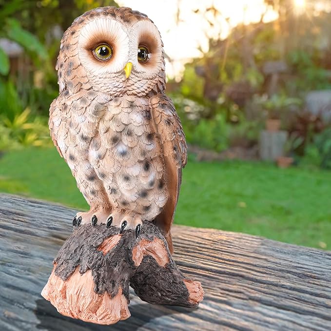 WONDER GARDEN Owl Statue Decor, Outdoor Resin Owl Figurine Owl Sculpture for Home Decor Porch Patio Lawn Yard Decorations or Housewarming Gifts