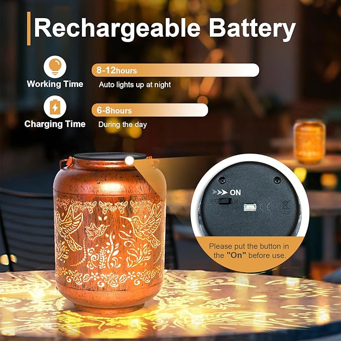 Hummingbird Solar Lanterns Outdoor Hanging Waterproof Hummingbird Garden Decor Christmas Gifts for Women Mom Grandma Metal Solar Lights Decoration Outside for Yard, Patio,Pathway Landscape