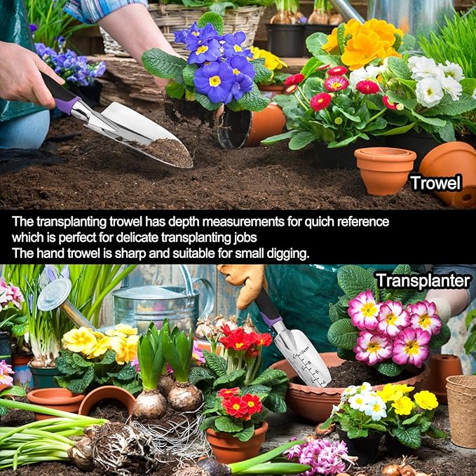 Garden Tools Set 83 Piece, Succulent Tools Set Included, Heavy Duty Aluminum Gardening Tools for Gardening, Non-Slip Ergonomic Handle Tools, Storage Tote Bag, Gifts Tools for Women