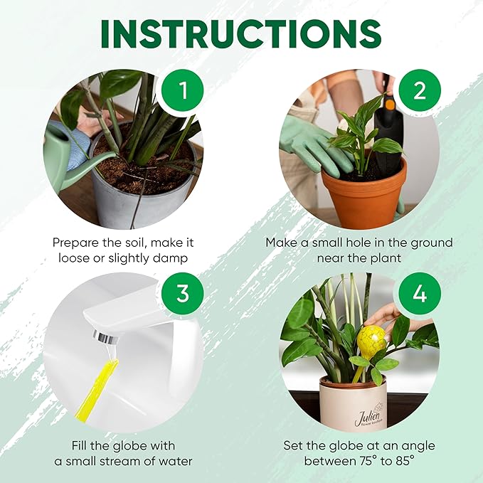 Plant Watering Globes Set of 4 - Small Self Watering Globes for Indoor & Outdoor Plants - Multicolored, Automatic, Glass Watering Bulbs for Daily Use, Plant Watering Devices