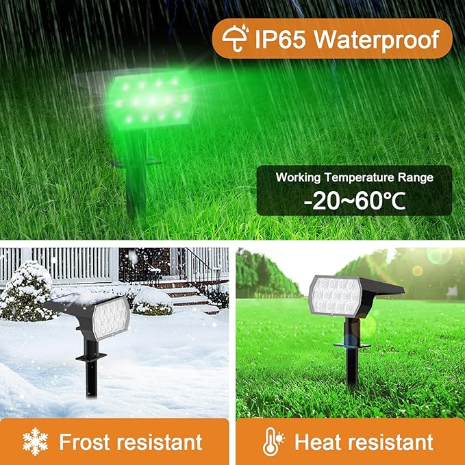 WELALO Solar Color Changing Spot Lights Outdoor, Waterproof Solar Christmas Lights with 7 Modes, Multicolor RGB Landscape Spotlights for Garden Yard Driveway Lawn Patio Pathway Decorations, 2 Pack