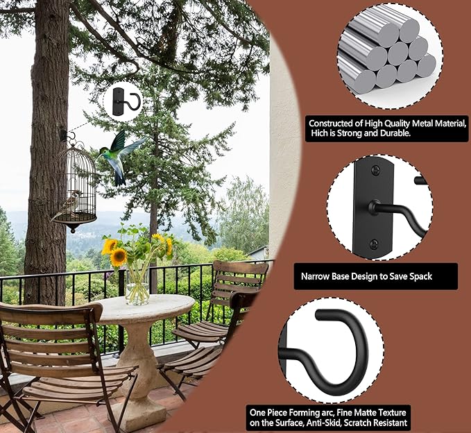 Ceiling Hooks for Hanging Plants,2Pack 4in for Plants,Lights,Planters,Lanterns,Hanging Bird Feeders,Wind Chimes,Indoor&Outdoor Decoration Black