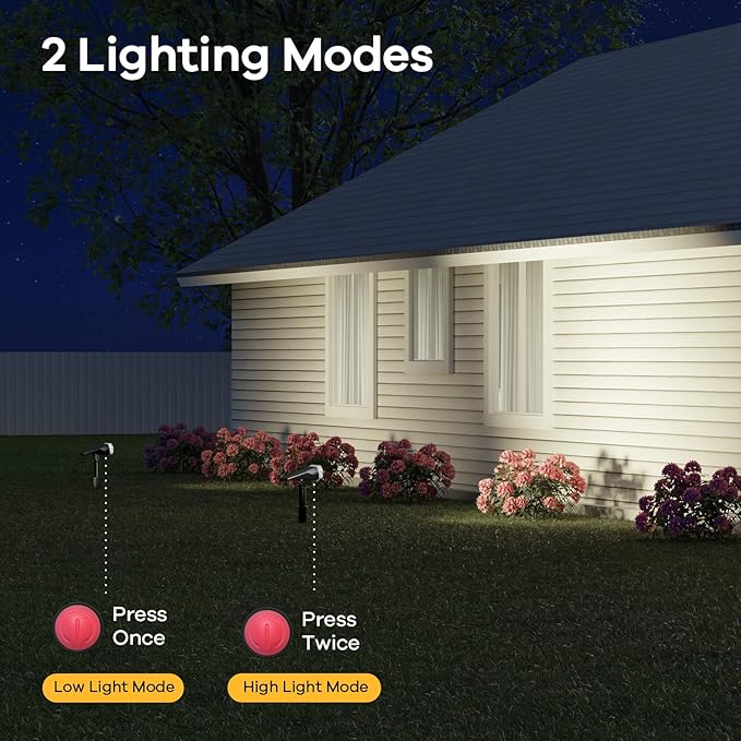 Consciot Solar Spotlights Outdoor, Daylight IP67 Waterproof 2-in-1 Solar Spot Lights, Durable Christmas Decorations Lights for Garden Yard Pathway Driveway Porch Walkway, Auto On/Off, 6 Pack